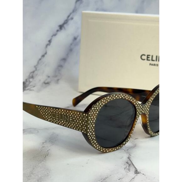 NEW Celine CL4240IS Brown Crystal Embellished Sunglasses $1050 - Picture 3 of 14